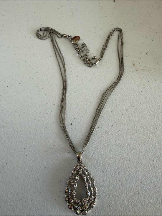 Lia Sophia Jewelry - Silver-Tone Crystal Teardrop Pendant Necklace - Women Jewelry